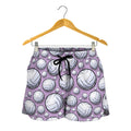 Purple And White Volleyball Print Women's Shorts
