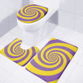 Purple And Yellow Spiral Illusion Print 3 Piece Bath Mat Set
