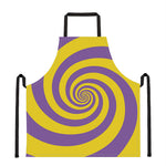 Purple And Yellow Spiral Illusion Print Apron