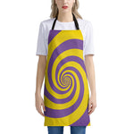 Purple And Yellow Spiral Illusion Print Apron