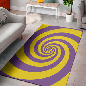 Purple And Yellow Spiral Illusion Print Area Rug