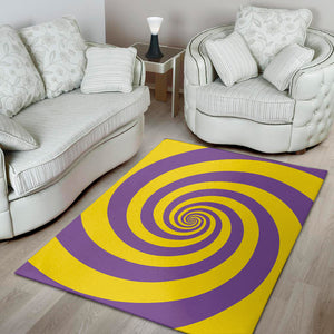 Purple And Yellow Spiral Illusion Print Area Rug