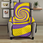 Purple And Yellow Spiral Illusion Print Armchair Protector