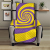 Purple And Yellow Spiral Illusion Print Armchair Protector