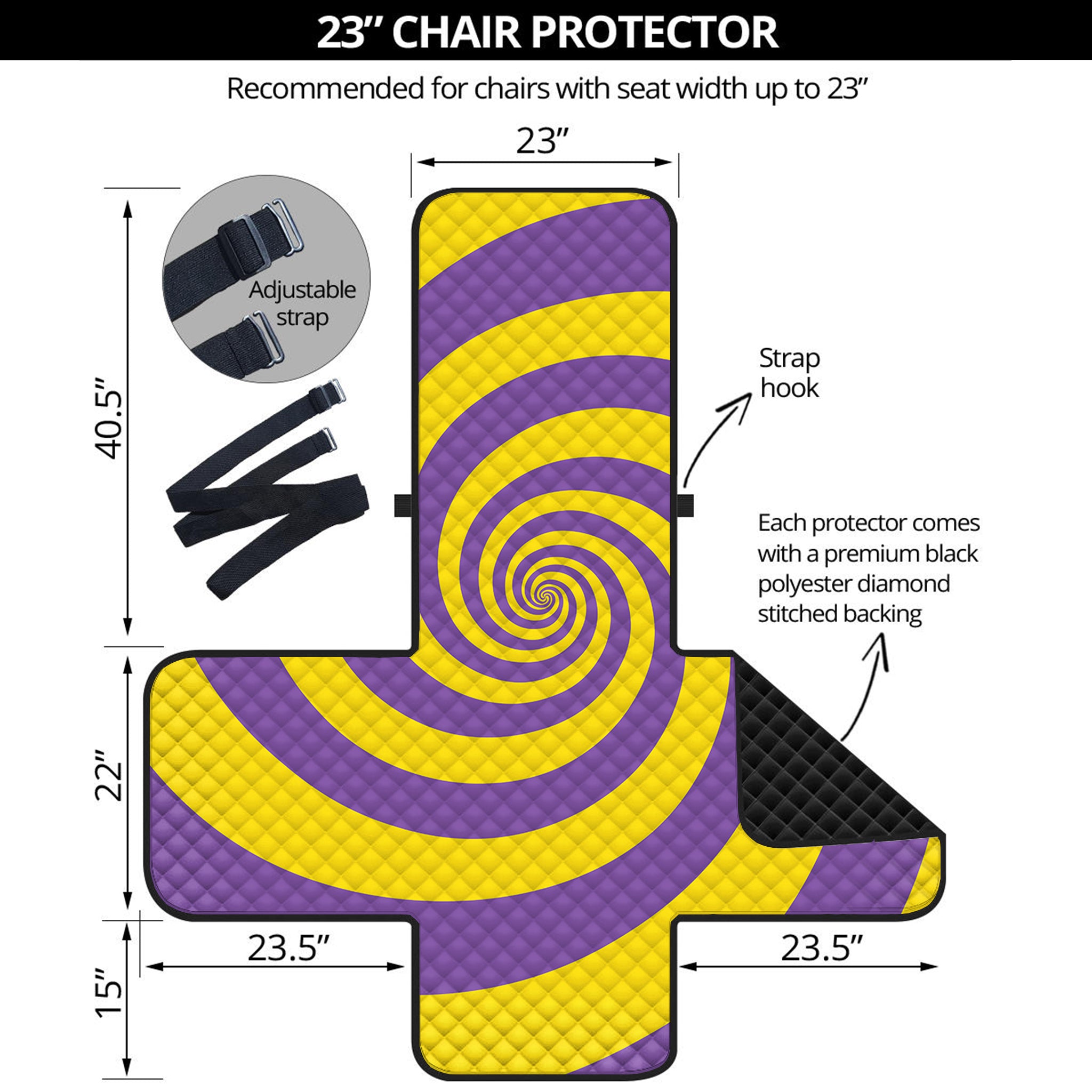 Purple And Yellow Spiral Illusion Print Armchair Protector