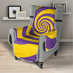 Purple And Yellow Spiral Illusion Print Armchair Protector