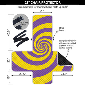 Purple And Yellow Spiral Illusion Print Armchair Protector