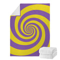 Purple And Yellow Spiral Illusion Print Blanket