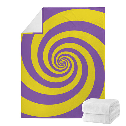 Purple And Yellow Spiral Illusion Print Blanket