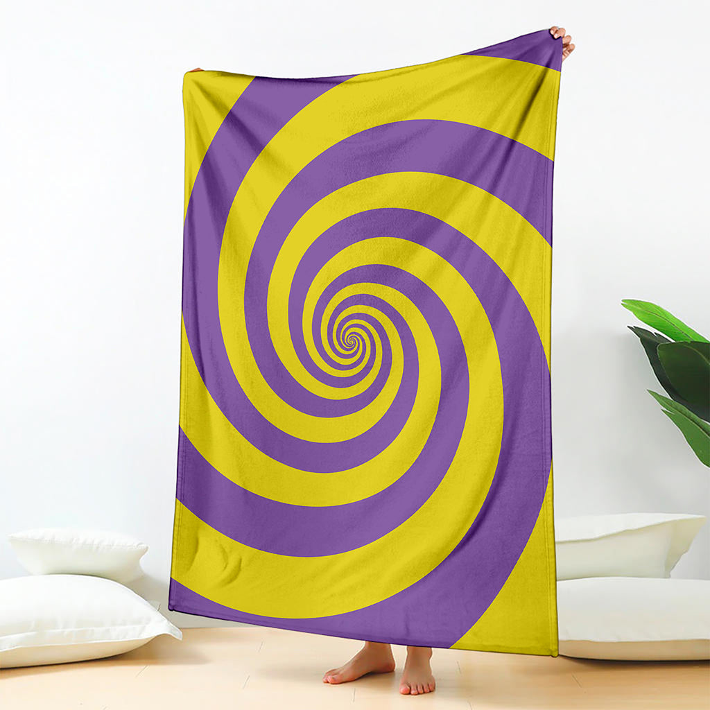 Purple And Yellow Spiral Illusion Print Blanket