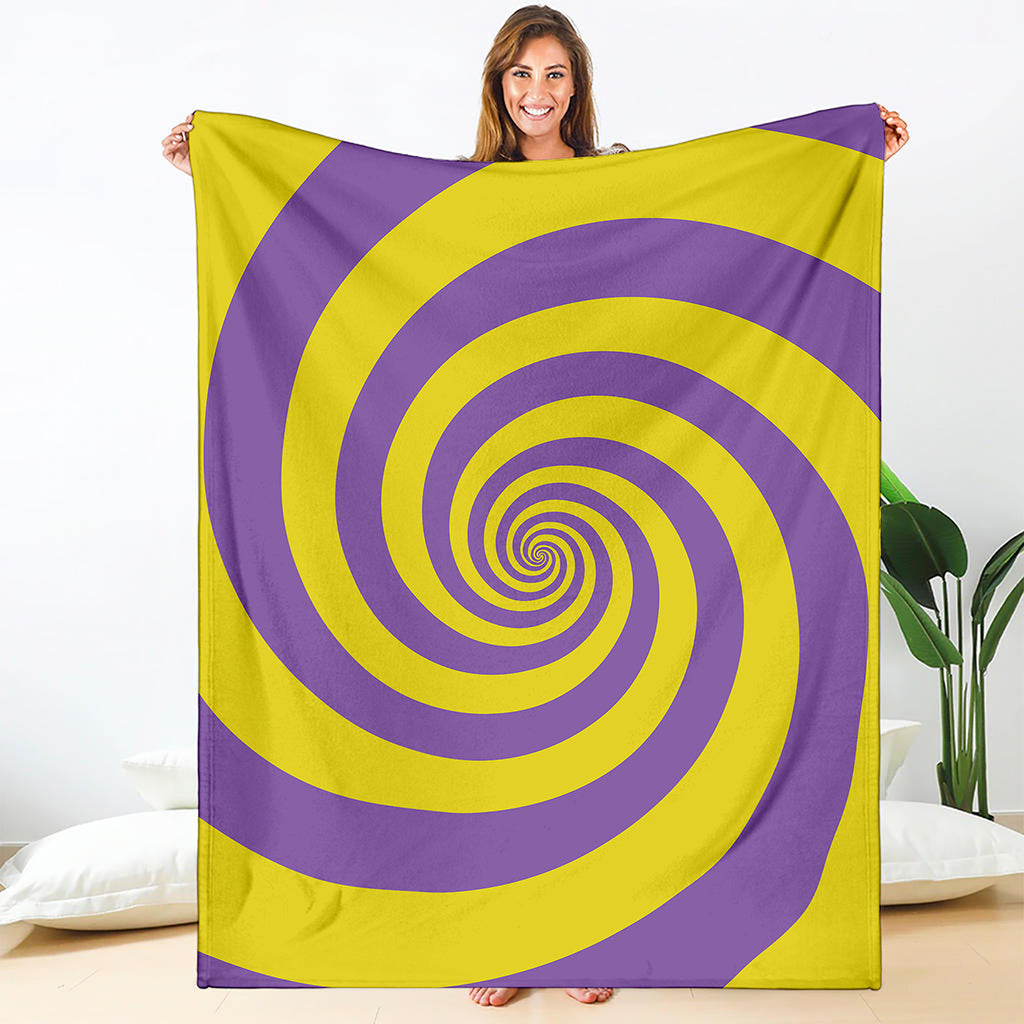 Purple And Yellow Spiral Illusion Print Blanket