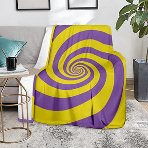 Purple And Yellow Spiral Illusion Print Blanket