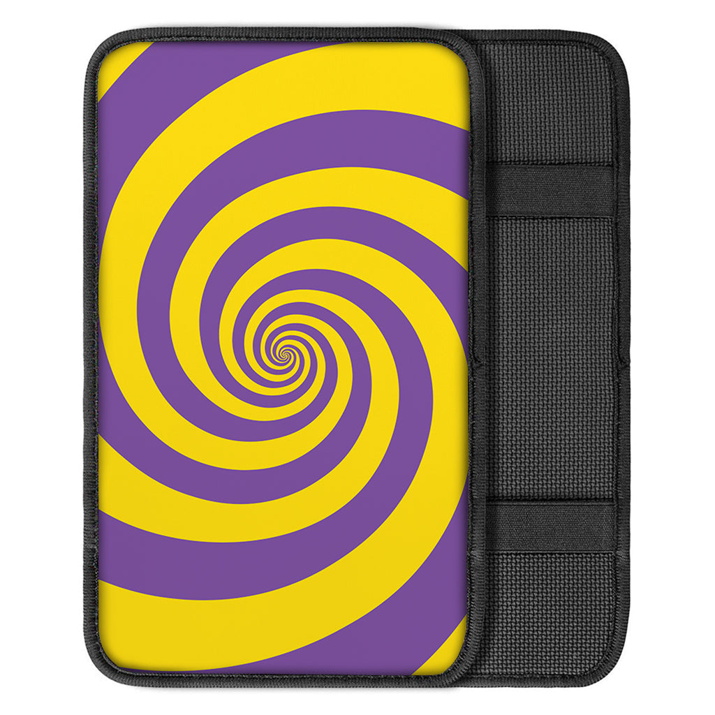 Purple And Yellow Spiral Illusion Print Car Center Console Cover