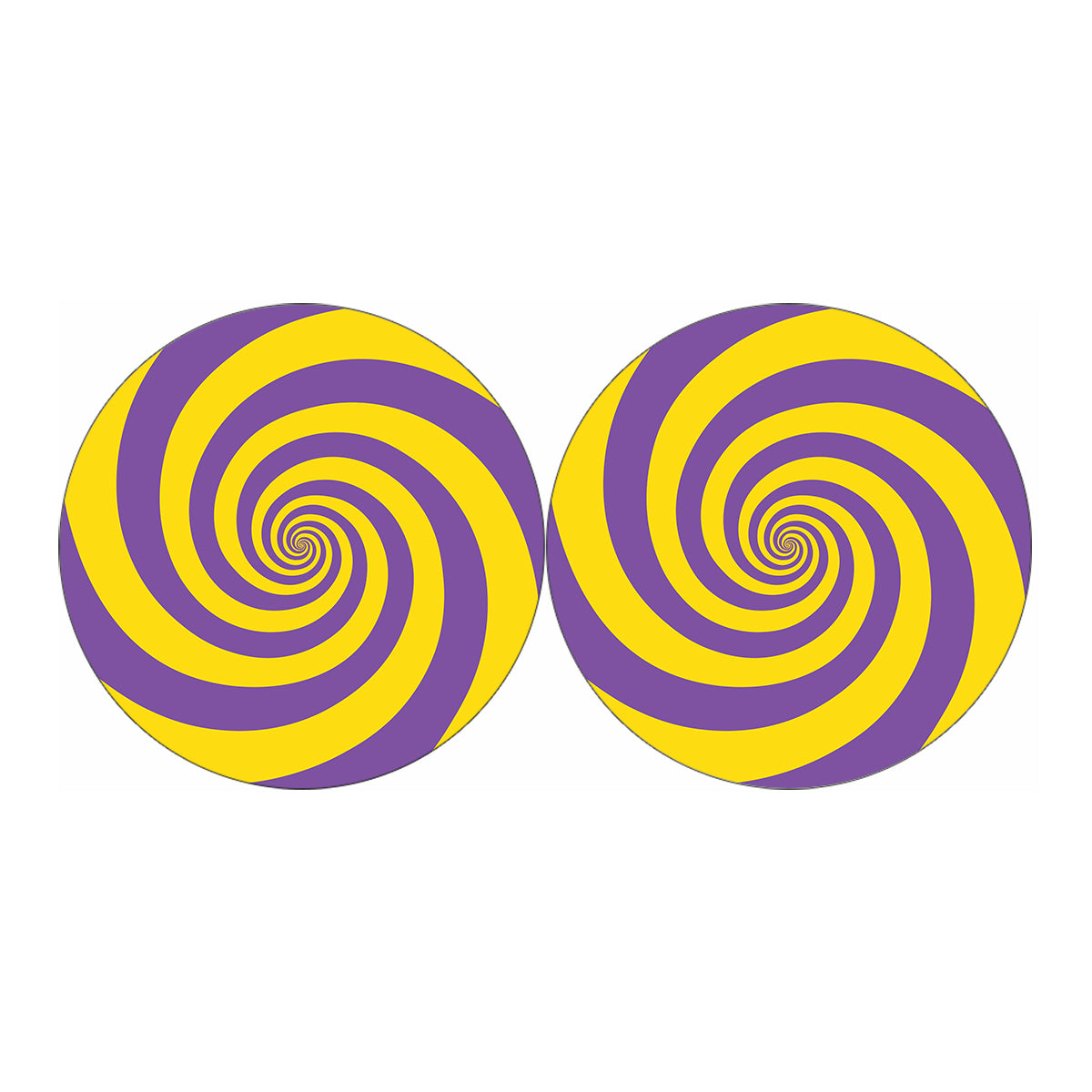Purple And Yellow Spiral Illusion Print Car Coasters