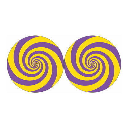 Purple And Yellow Spiral Illusion Print Car Coasters