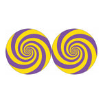 Purple And Yellow Spiral Illusion Print Car Coasters