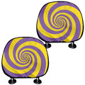 Purple And Yellow Spiral Illusion Print Car Headrest Covers