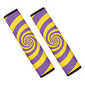 Purple And Yellow Spiral Illusion Print Car Seat Belt Covers