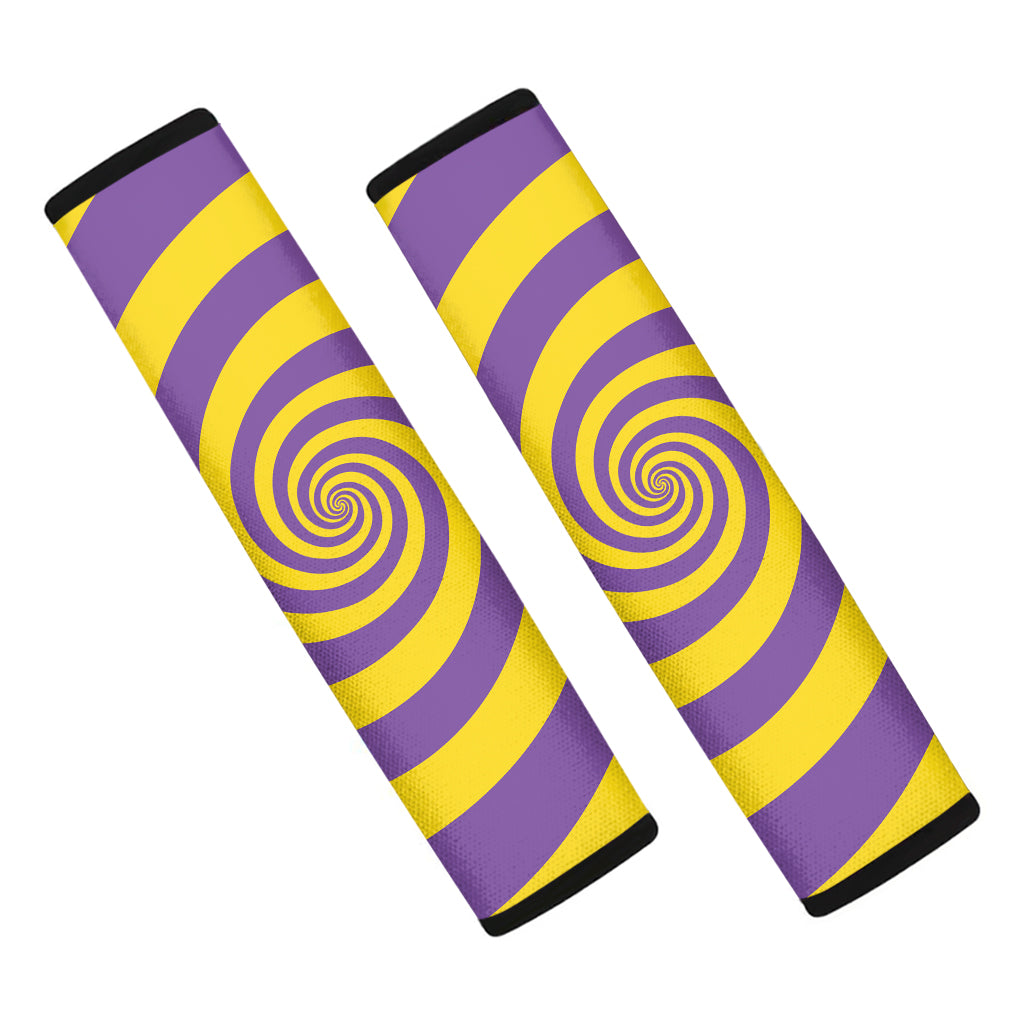 Purple And Yellow Spiral Illusion Print Car Seat Belt Covers