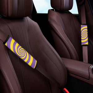 Purple And Yellow Spiral Illusion Print Car Seat Belt Covers