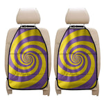 Purple And Yellow Spiral Illusion Print Car Seat Organizers