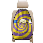 Purple And Yellow Spiral Illusion Print Car Seat Organizers