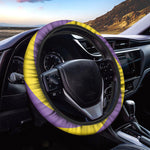 Purple And Yellow Spiral Illusion Print Car Steering Wheel Cover