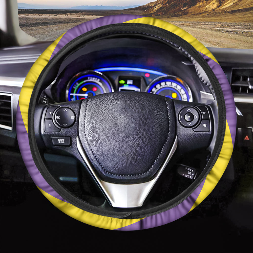 Purple And Yellow Spiral Illusion Print Car Steering Wheel Cover
