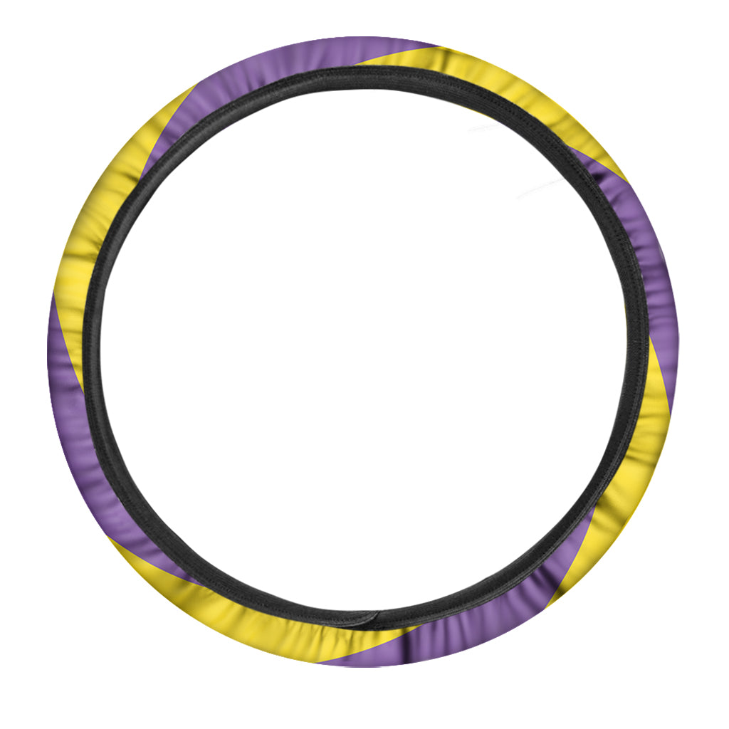 Purple And Yellow Spiral Illusion Print Car Steering Wheel Cover