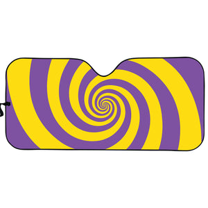 Purple And Yellow Spiral Illusion Print Car Sun Shade