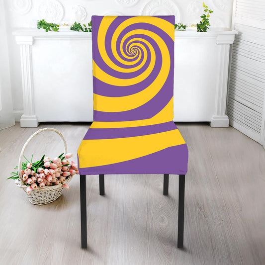 Purple And Yellow Spiral Illusion Print Dining Chair Slipcover
