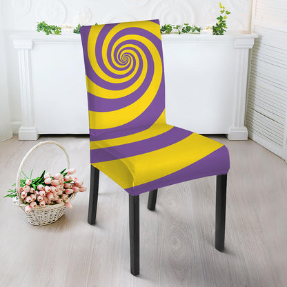 Purple And Yellow Spiral Illusion Print Dining Chair Slipcover