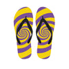 Purple And Yellow Spiral Illusion Print Flip Flops