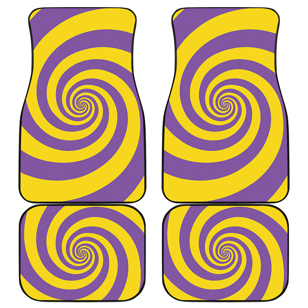 Purple And Yellow Spiral Illusion Print Front and Back Car Floor Mats
