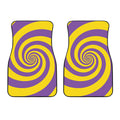 Purple And Yellow Spiral Illusion Print Front Car Floor Mats