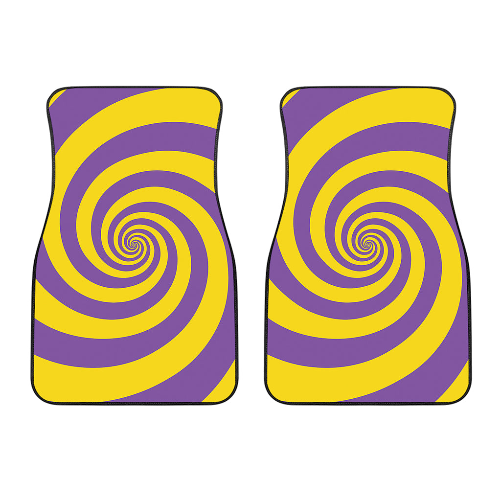 Purple And Yellow Spiral Illusion Print Front Car Floor Mats