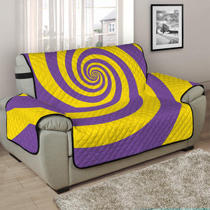 Purple And Yellow Spiral Illusion Print Half Sofa Protector