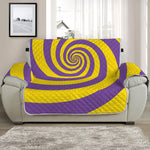 Purple And Yellow Spiral Illusion Print Half Sofa Protector