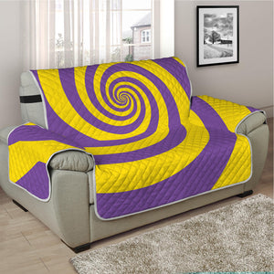 Purple And Yellow Spiral Illusion Print Half Sofa Protector