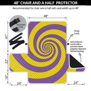 Purple And Yellow Spiral Illusion Print Half Sofa Protector