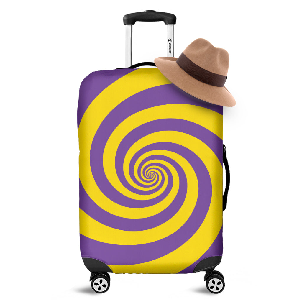 Purple And Yellow Spiral Illusion Print Luggage Cover