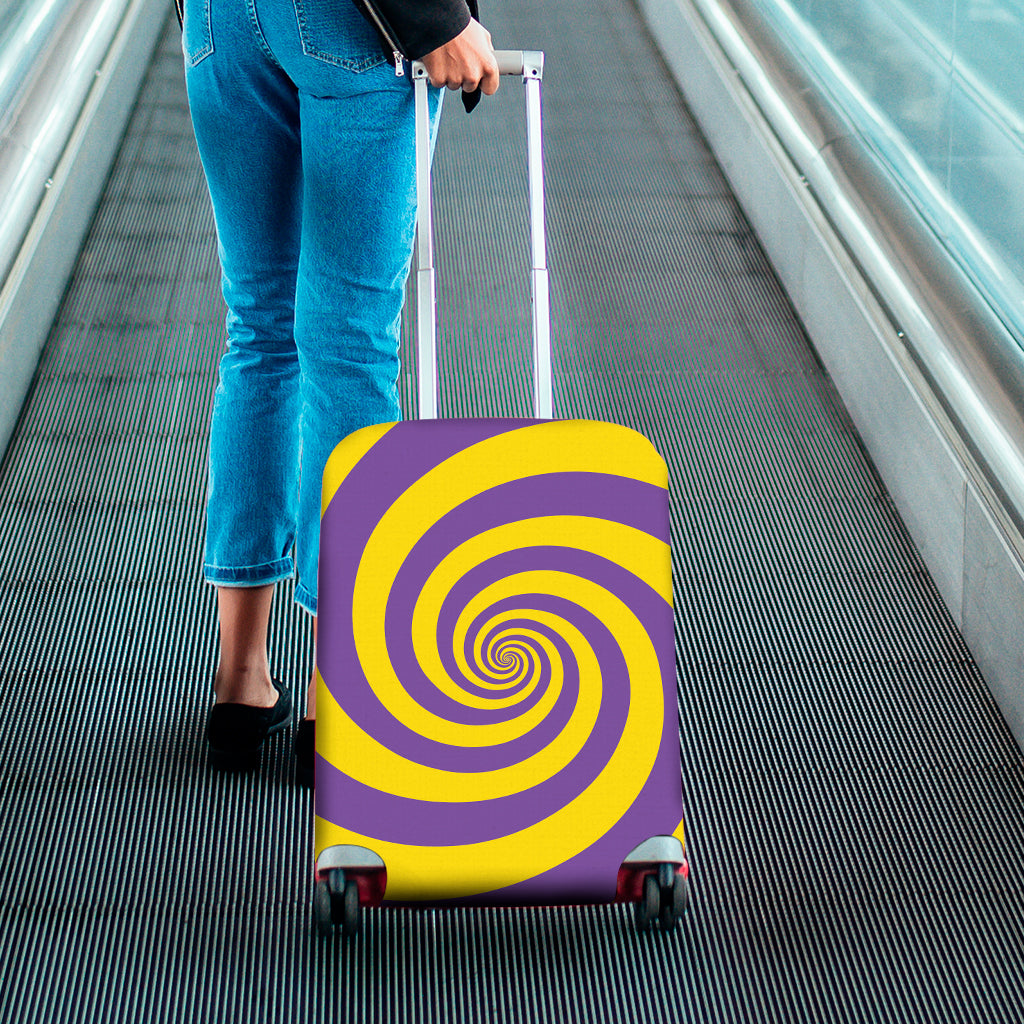 Purple And Yellow Spiral Illusion Print Luggage Cover