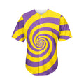 Purple And Yellow Spiral Illusion Print Men's Baseball Jersey