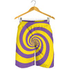 Purple And Yellow Spiral Illusion Print Men's Shorts