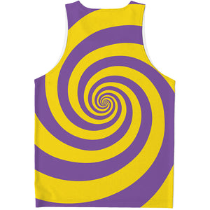 Purple And Yellow Spiral Illusion Print Men's Tank Top