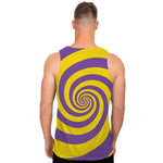 Purple And Yellow Spiral Illusion Print Men's Tank Top