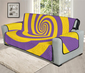 Purple And Yellow Spiral Illusion Print Oversized Sofa Protector