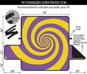 Purple And Yellow Spiral Illusion Print Oversized Sofa Protector