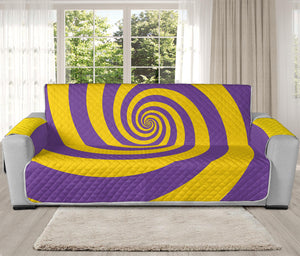 Purple And Yellow Spiral Illusion Print Oversized Sofa Protector