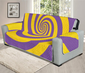 Purple And Yellow Spiral Illusion Print Oversized Sofa Protector